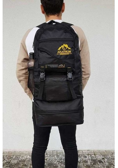 Ebitda Montana Mountainer 80l Siyah Çift Körük Su Geçirmez Sırt Çantası - Kamp & Yürüyüş İçin Uygun Siyah