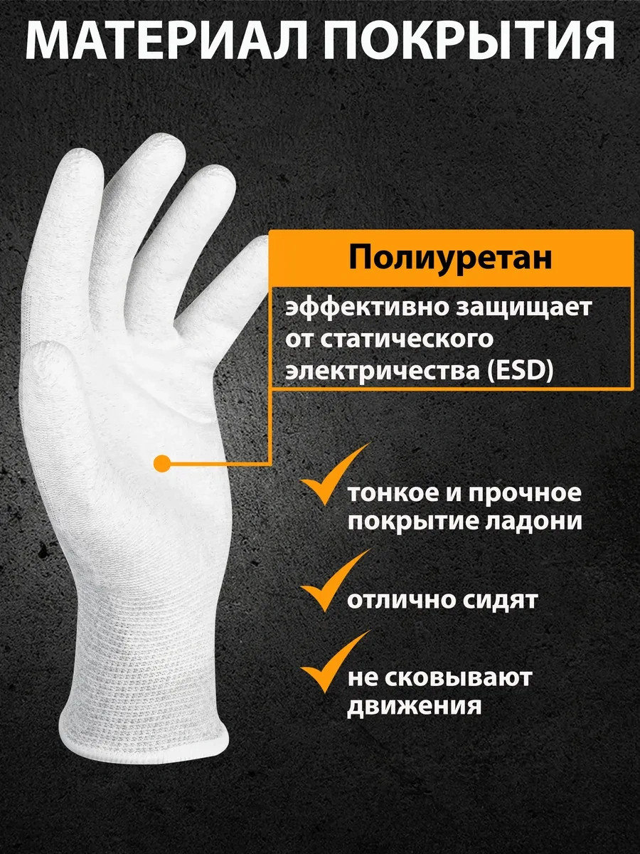 Sapset Antistatik Kaplamalı Avior White Esd İş Eldivenleri 328044672