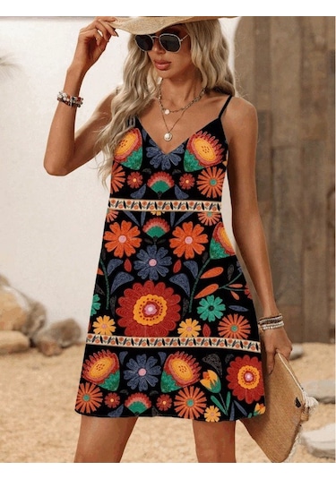 Kadın Ip Askılı V Yakalı Süprem Elbise Siyah