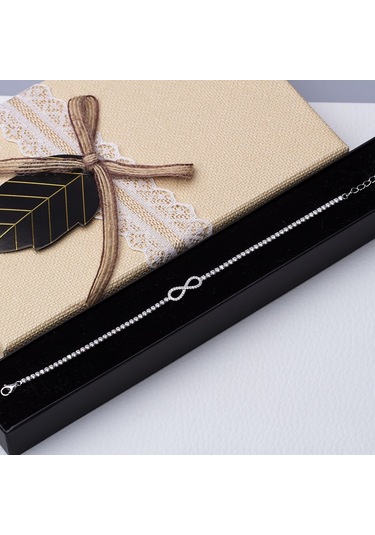 Sonsuzluk Model 925 Ayar Gümüş İnce Suyolu Kadın Bileklik Gümüş