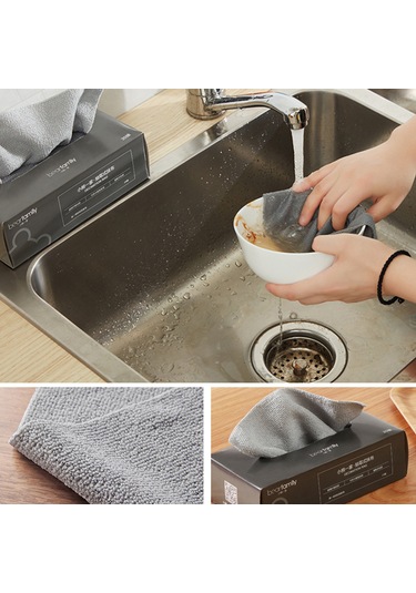 Monyee Gri Mikrofiber Su Emici Havlu - 20x20 Cm, Yumuşak, Yüzey Koruyucu, Hızlı Kuruyan, Kutulu 20 Adet
