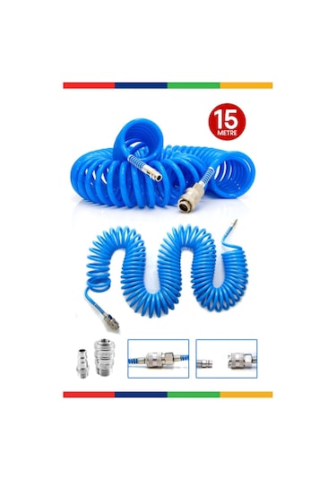 Havalı Üstten Depo 1,3mm Boya Tabancası,Spiral Hava Hortumu 15mt