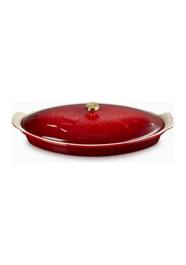 Le Creuset Kapaklı Seramik Balık Pişirme Kabı, 34 Cm Seramik Tava Kırmızı