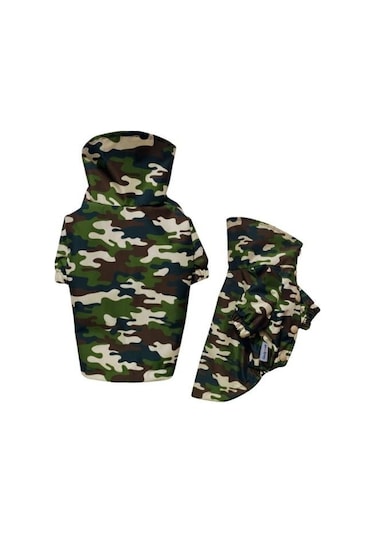 Gedyco Green Camouflage Polarlı Küçük Irk Köpek Yağmurluğu