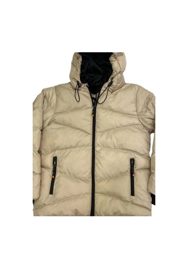 Erkek Çocuk Kapüşonlu Şişme Mont-11053 Bej