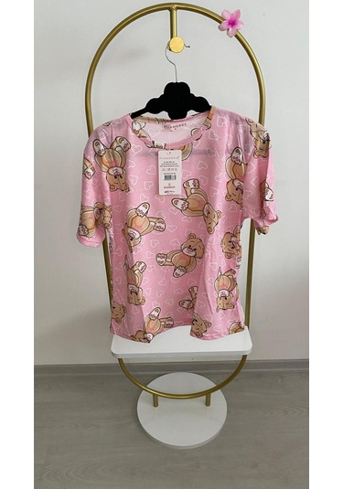 Gamzelirenklerim Ayıcıklı Kısa Kollu Pijama Takımı Pembe