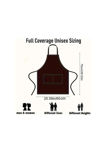 Honeybeeshop Geniş Cepli 12 Adet Siyah Polyester Önlük Üniseks Mutfak El İşi Barbekü Çizim Siyah