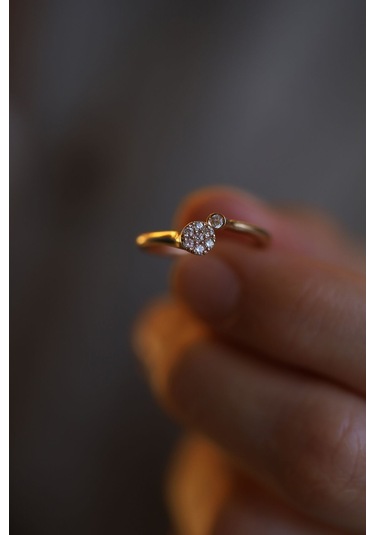 Yenigün Kuyumculuk 14 Ayar Altın Kadın Sarmal Taşlı Rose Yüzük Yzk28582