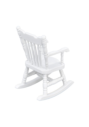 Vkemall 1:12 Ölçekli Bebek Evleri İçin Ahşap Beyaz Kayar Sandalye - Mini Masaüstü Dekoratif Simülasyon Mobilya Diğer