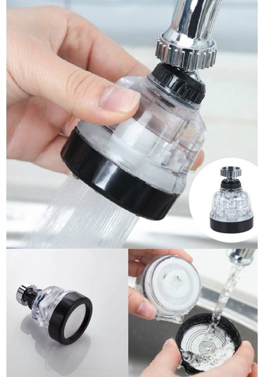 Yayke3 Fonksiyonlu Şeffaf 360 Derece Döner Musluk Başlığı