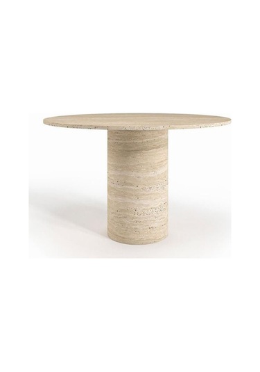 Lucca Yuvarlak Traverten Masa 100x100 Traverten