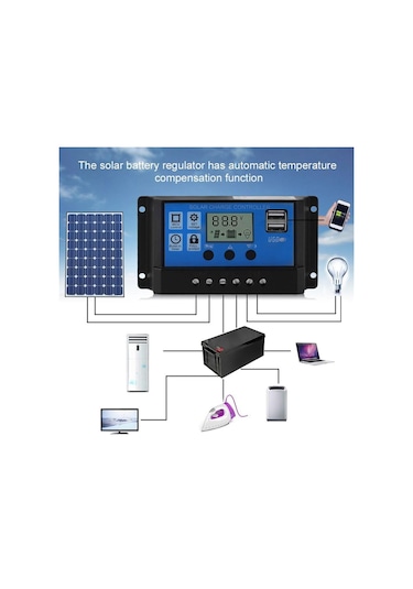 100a Güneş Paneli Kontrol Cihazı Solar Şarj Kontrol Cihazı Lcd Ekran Sokak Lambası Sistemi