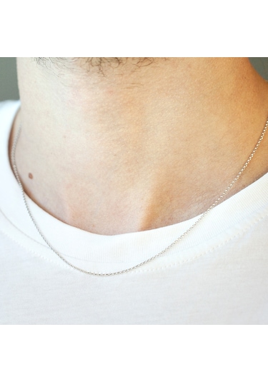 14 Ayar Altın 50 Cm Beyaz Erkek Zincir Kolye N11.352