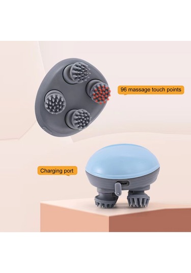 Samdoo Mini Elektrikli Kafa Masaj Cihazı - 4 Masaj Başlı, 3 Seviye, 7 Derece Su Geçirmez, Ev/pet Kullanıma Uygun, Şarjlı, Saç Gelişimi Ve Stres Azaltıcı, Mavi Mavi