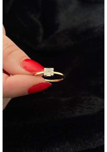 Fiyonk Kuyumculuk 14 Ayar Altın Üçlü Baget Yüzük 001