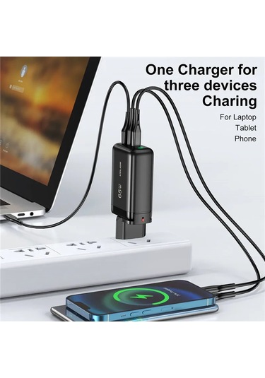 Uslıon 65w Gan Hızlı Şarj Usb Tip C Şarj Qc4.0 Pd3.0 Hızlı Şarj Xiaomi İphone Uyumlu Black Eu Plug
