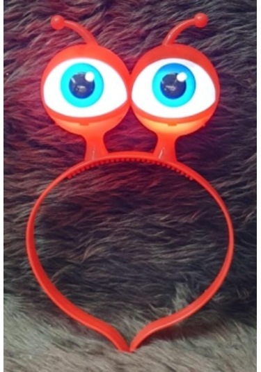 Led Işıklı & Pilli Uzaylı Göz Parti Tacı Kırmızı Renk Çok Renkli