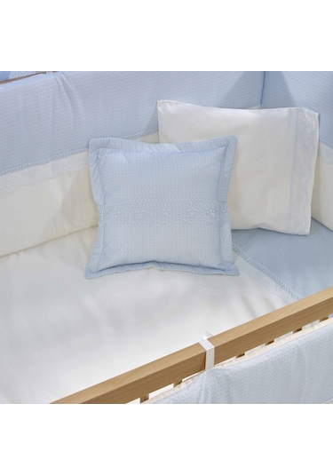 Meltem Kids Mondo Sallanır Ahşap Anne Yanı Beşik - 60x120 CM (Naturel-Mavi) Mavi