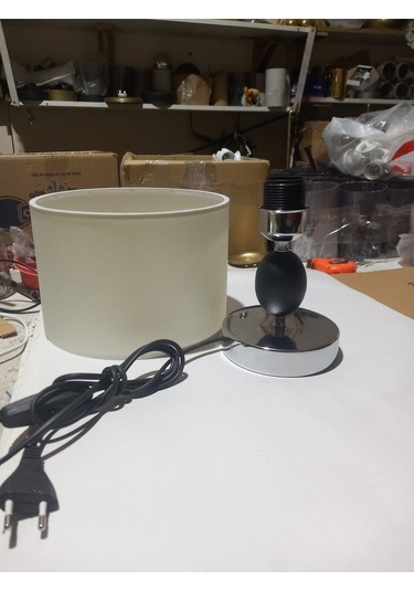 Yumurta Gövde Abajur Aydınlatma Lambası Bej