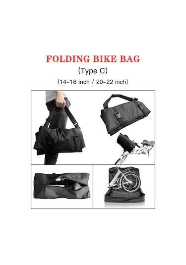 Jeemson 14-16 İnç Klap Bisiklet Taşıma Çantası, Oxford Kumaş 600d+210d , Omuz Kemerli, Hafif 0.95kg , C Tipi, Ek Depolama Çantası İçerir Çok Renkli