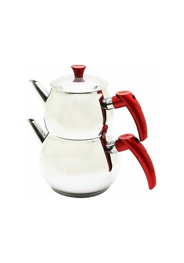 Mini 2lt Küçük Boy Küre Çelik Çaydanlık Seti - Üst: 0.75lt - Alt: 1.4lt 5570 Çok Renkli