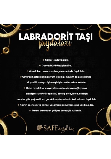 Saff Doğal Taş Labradorit Kolye  210356 Rose Gold