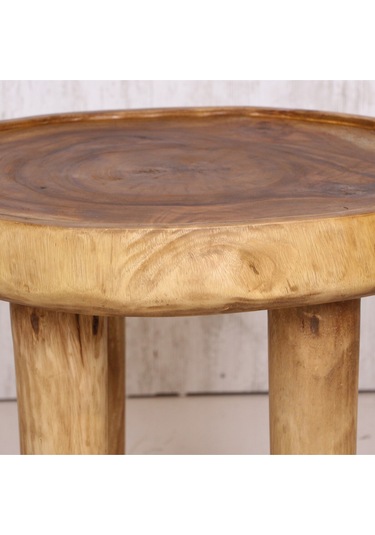 Doğal Teak Ağacı Sehpa 65x55 Cm Bej