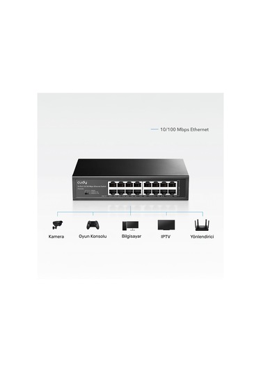 Cudy FS1016 16 Port 10/100 Mbps Metal Rackmount Masaüstü Switch