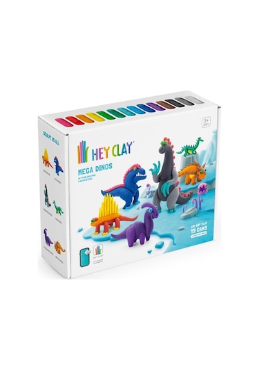 Hey Clay Hava İle Kuruyan Kil 15'li Kutu - Mega Dinozorlar
