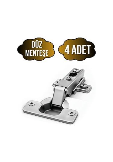 Düz Dolap Kapak Menteşesi Tas Menteşe Düz Menteşe 4 Adet Krom