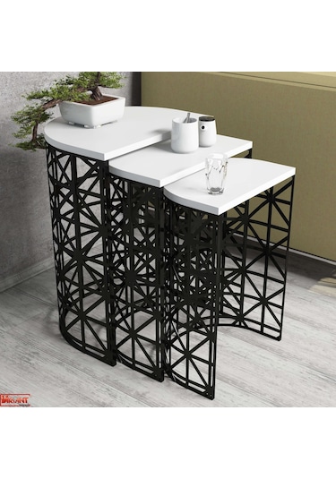 Variant Stil 3 Lü Zigon Sehpa - Beyaz