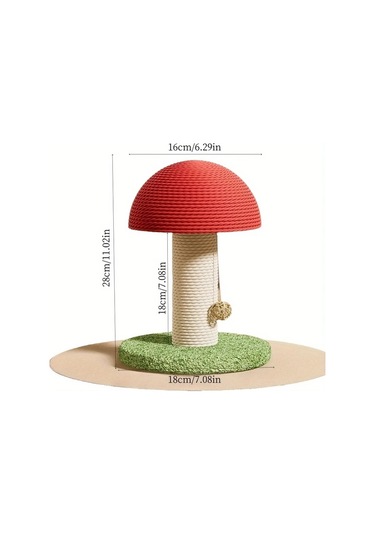 Honeybeeshop 3 İn 1 Kedi Ağacı Dayanıklı Big Mushroom Base İç Mekan Kedi Tırmalama Direği Sisal Kaplı Mini Pet Villası Yeşil Ponpon Tabanlı