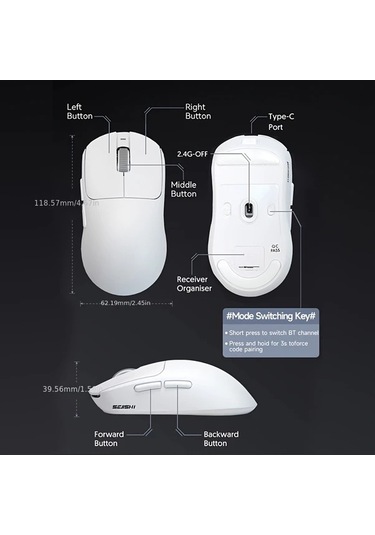 Besthome1 Aj199 Max Paw 3395 2.4ghz Kablosuz 3 Mod Oyun Ofis Faresi Beyaz Diğer