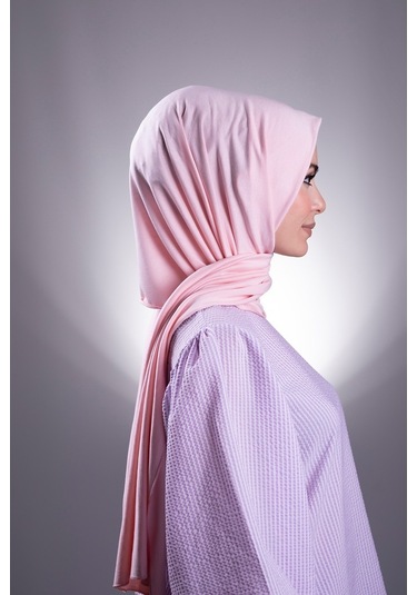 Pudra Düz Klasik Şal Viskon Kumaş Likralı Penye 202101_06 Pudra