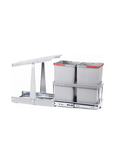 Çöp Kovası 12+12lt Gri Teleskopik Raylı Gri