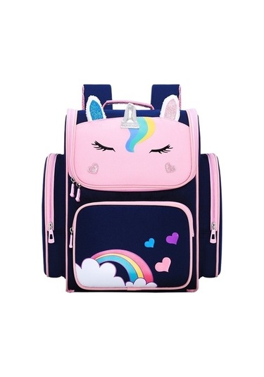 Sevimli Tek Boynuzlu At Desenli Kız Çocukları İçin Okul Çantası, Hafif Ve Konforlu Sırt Çantası, İlkokul Öğrencilerine Özel MAvi