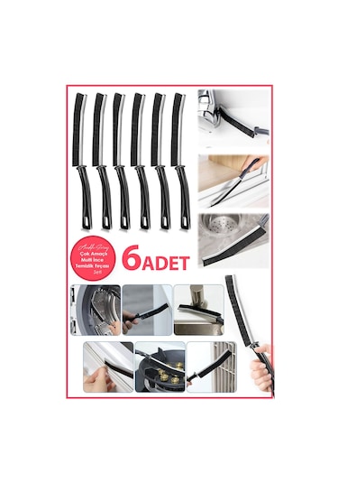 Anadolu Saray Çok Amaçlı Multi İnce Temizlik Fırçası Derz Arası Banyo Mutfak Lavabo Detay Temizleme Fırçası 6 Adet