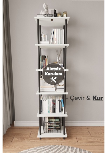 Çevir Kur 45 Cm Beyaz Kitaplık Beyaz
