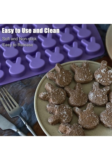 Adet Paskalya Tavşanı Silikon Kalıp Çikolata İçin 24 Boşluk Mor