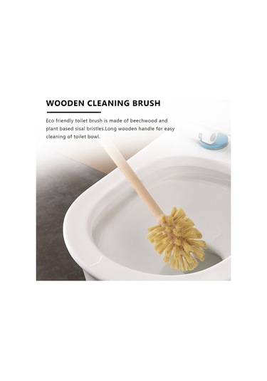 2 Paket Kayın Ağacından Yapılmış Ahşap Tuvalet Fırçası, 360 Temizleme Gücü Ahşap Rengi