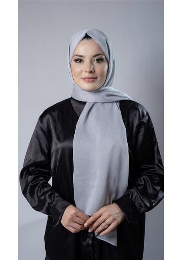 Gri Düz Klasik Şal Şifon Kumaş Janjan Abiye 202108 15 Gri