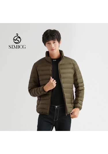 Dik Yakalı, Pamuklu Dolgulu Erkek Ceketi, Büyük Beden, Kışlık Mont Yeşil