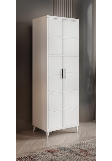 GuneyStore Milano 2 Kapaklı Komple Mdf Beyaz Gardırop