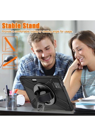 Xiaomi Uyumlu Pad 6 / Pad 6 Pro Pc + Silikon Tablet Kılıfı El Kayışı İle Dönebilen Kickstand Koruyucu Kapak