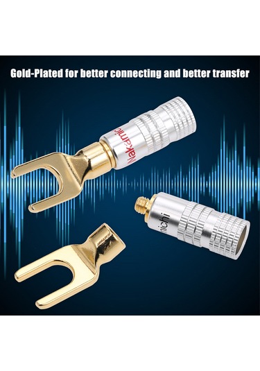 Leezsing 4 Çift Altın Kaplı Hoparlör Bağlantı Kablosu, Y Tipi, Ses Enstrümanı Amfi Adaptörü, Sol-sağ Ses Kanalı
