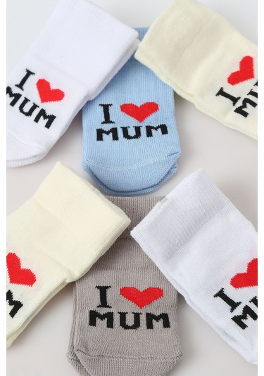 Pamuklu 6'lı Yenidoğan Erkek Bebek Çorap Mum Mavi