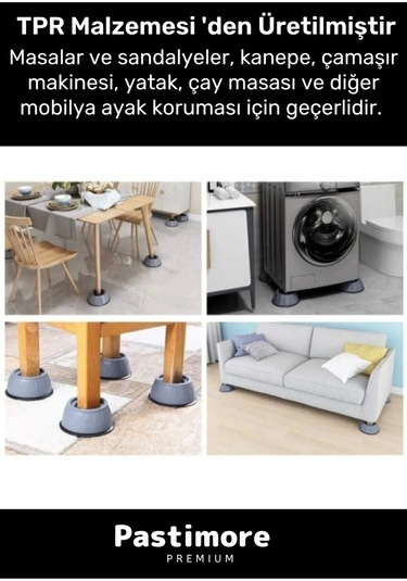 Premium Gürültü Engelleyici Titreşim Önleyici Kauçuk Çamaşır Bulaşık Makinesi 4 Adet Ayak Pedleri