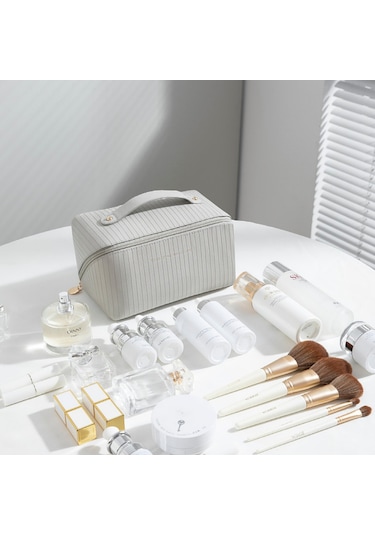 Dekohop Su Geçirmez Deri Seyahat Makyaj Çantası