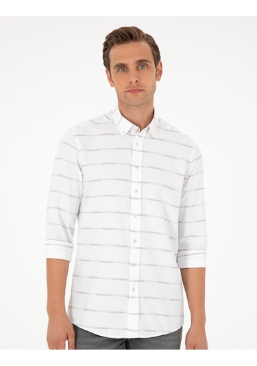 Pierre Cardin Erkek Bej Gömlek Desenli 50296902-vr011 Bej