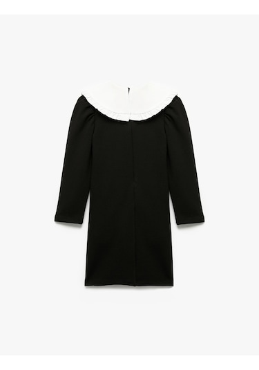 Koton Uzun Kollu Viskon Karışımlı Bebe Yaka Elbise Siyah 6wkg80005ak Siyah